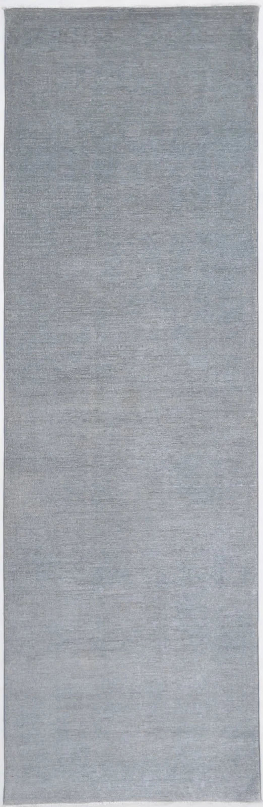 Grey Afghan Overdye Rug 3' 2" x 10' 7" Hand-Knotted | No. AT89246