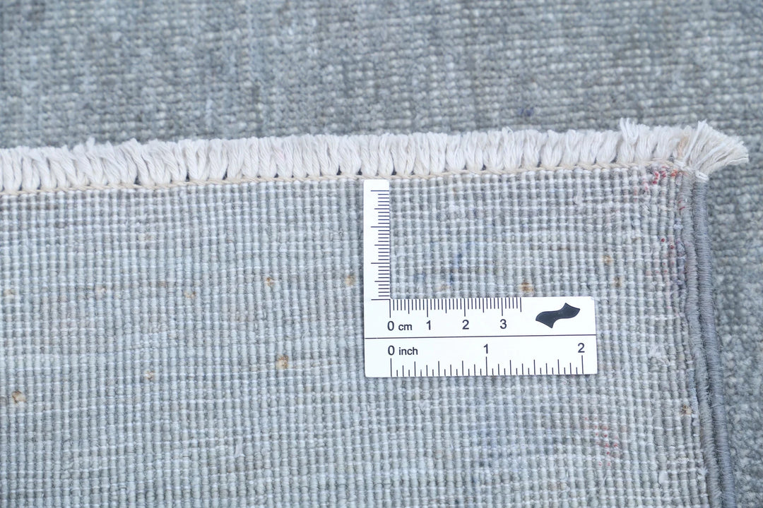 Grey Afghan Overdye Rug 3' 2" x 10' 7" Hand-Knotted | No. AT89246