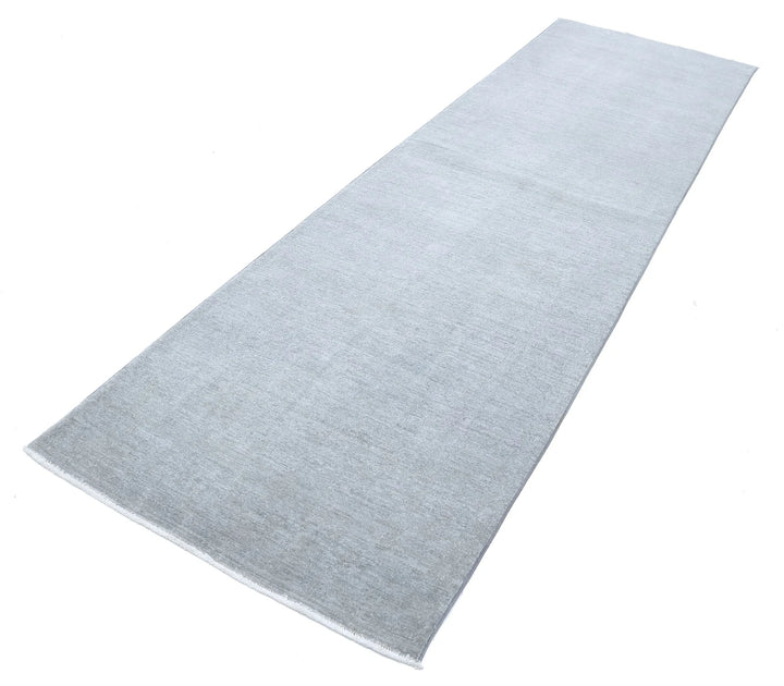 Grey Afghan Overdye Rug 3' 2" x 10' 7" Hand-Knotted | No. AT89246
