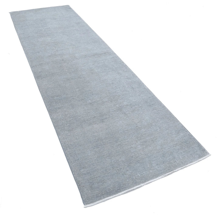 Grey Afghan Overdye Rug 3' 2" x 10' 7" Hand-Knotted | No. AT89246