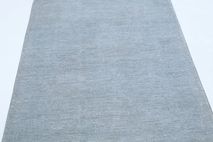 Grey Afghan Overdye Rug 3' 2" x 10' 7" Hand-Knotted | No. AT89246