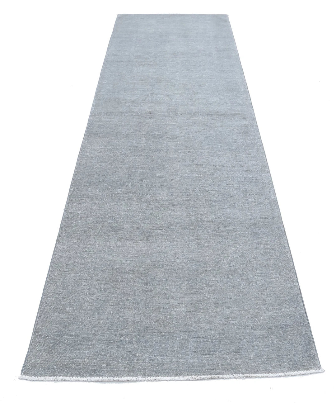 Grey Afghan Overdye Rug 3' 2" x 10' 7" Hand-Knotted | No. AT89246