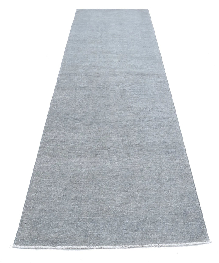 Grey Afghan Overdye Rug 3' 2" x 10' 7" Hand-Knotted | No. AT89246