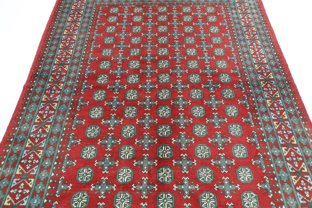 Afghan Revival Rug 5' 5" x 7' 8" Hand-Knotted | No. AT89307