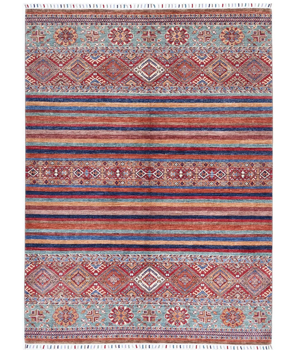 Afghan Khurjeen Rug 5' 9" x 7' 10" Hand-Knotted | No. AT89478