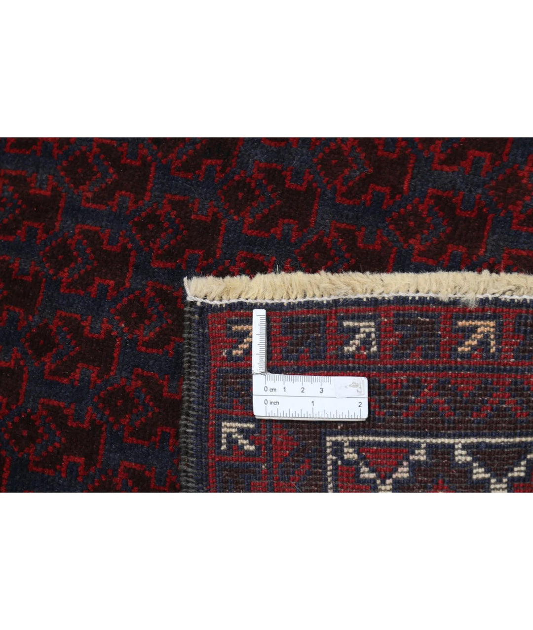 Red Afghan Baluchi Rug 3' 0" x 4' 5" Hand-Knotted | No. AT89646