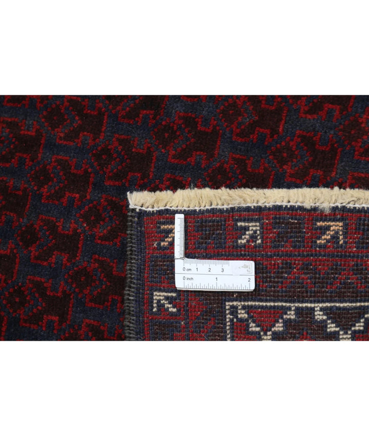 Red Afghan Baluchi Rug 3' 0" x 4' 5" Hand-Knotted | No. AT89646