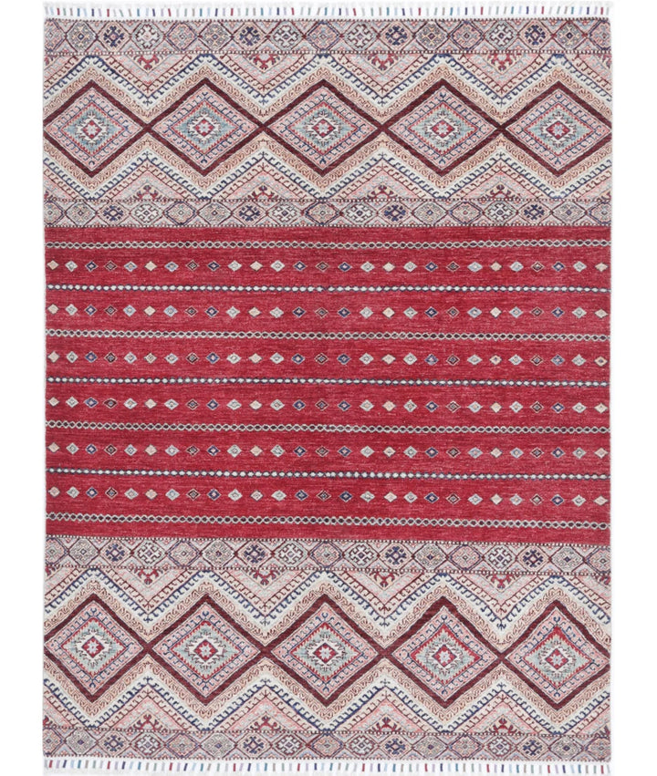 Afghan Khurjeen Rug 5' 6" x 7' 2" Hand-Knotted | No. AT89667
