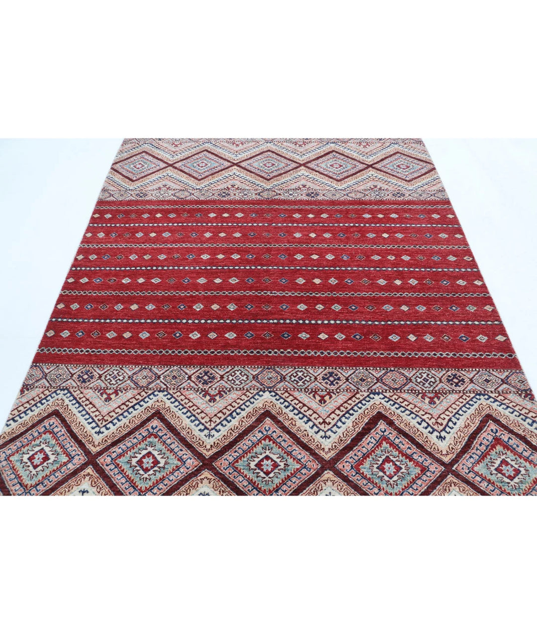 Afghan Khurjeen Rug 5' 6" x 7' 2" Hand-Knotted | No. AT89667