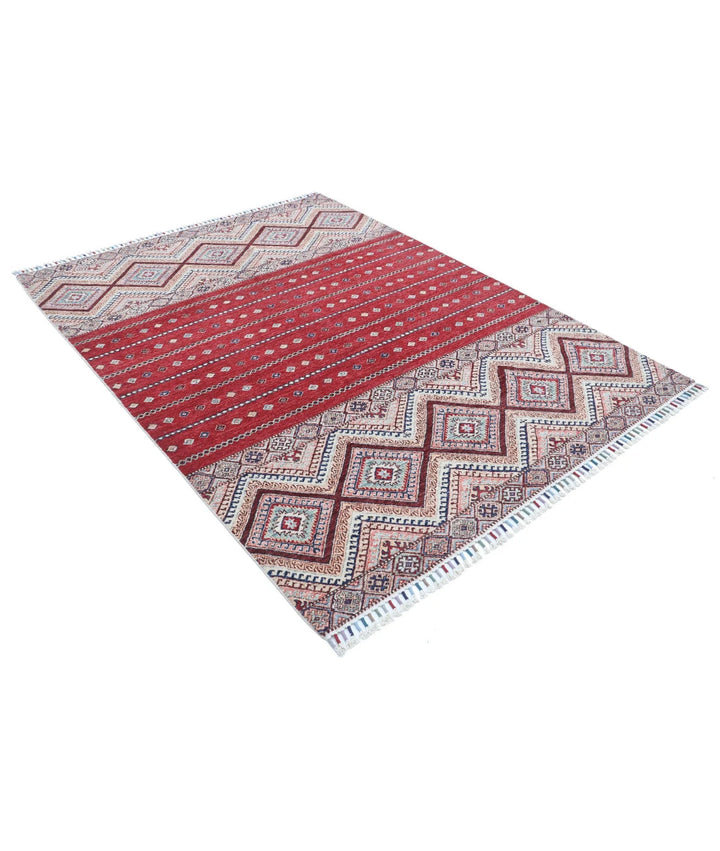 Afghan Khurjeen Rug 5' 6" x 7' 2" Hand-Knotted | No. AT89667