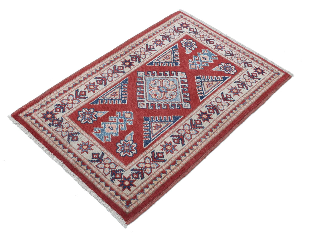 Afghan Kazak Rug 2' 0" x 3' 0" Hand-Knotted | No. AT89695
