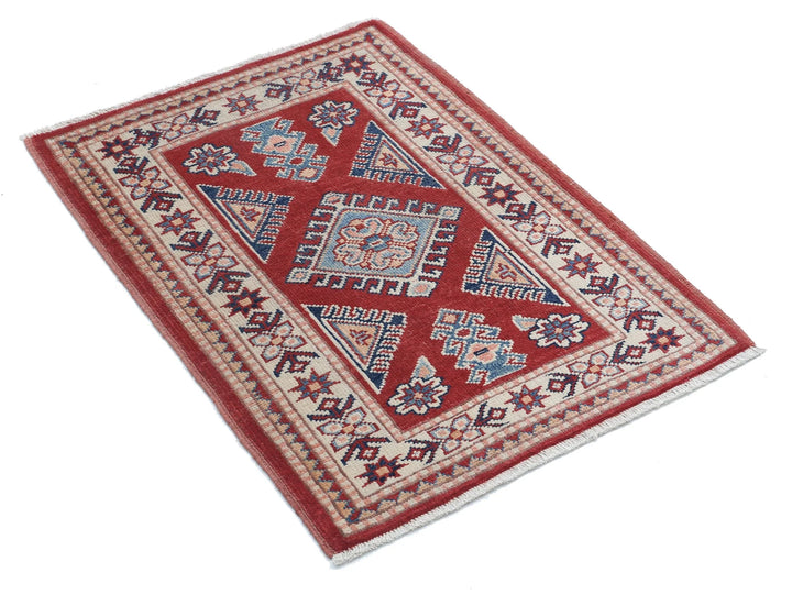 Afghan Kazak Rug 2' 0" x 3' 0" Hand-Knotted | No. AT89695