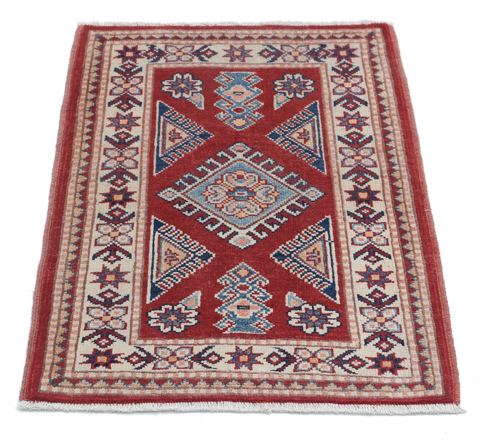 Afghan Kazak Rug 2' 0" x 3' 0" Hand-Knotted | No. AT89695