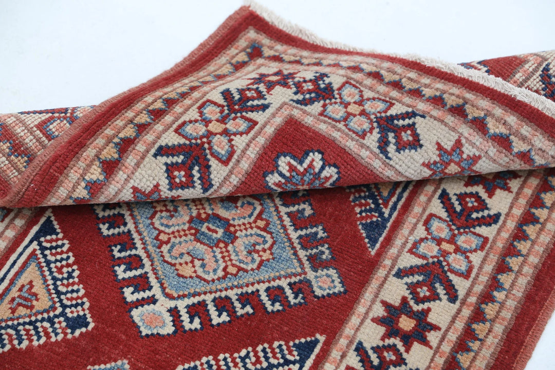 Afghan Kazak Rug 2' 0" x 3' 0" Hand-Knotted | No. AT89695