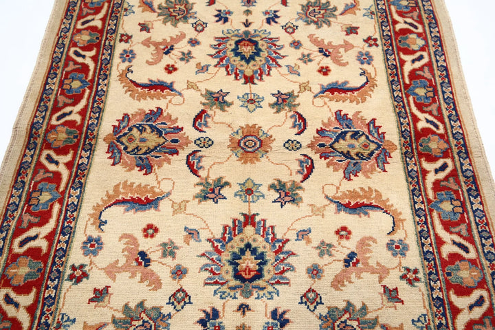 Ivory Afghan Ziegler Rug 4' 0" x 5' 11" Hand-Knotted | No. AT89731