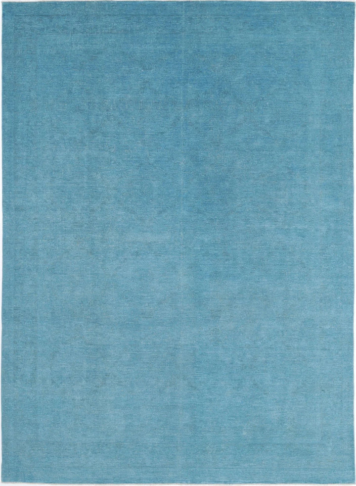Teal Afghan Overdye Rug 8' 4" x 11' 9" Hand-Knotted | No. AT89818