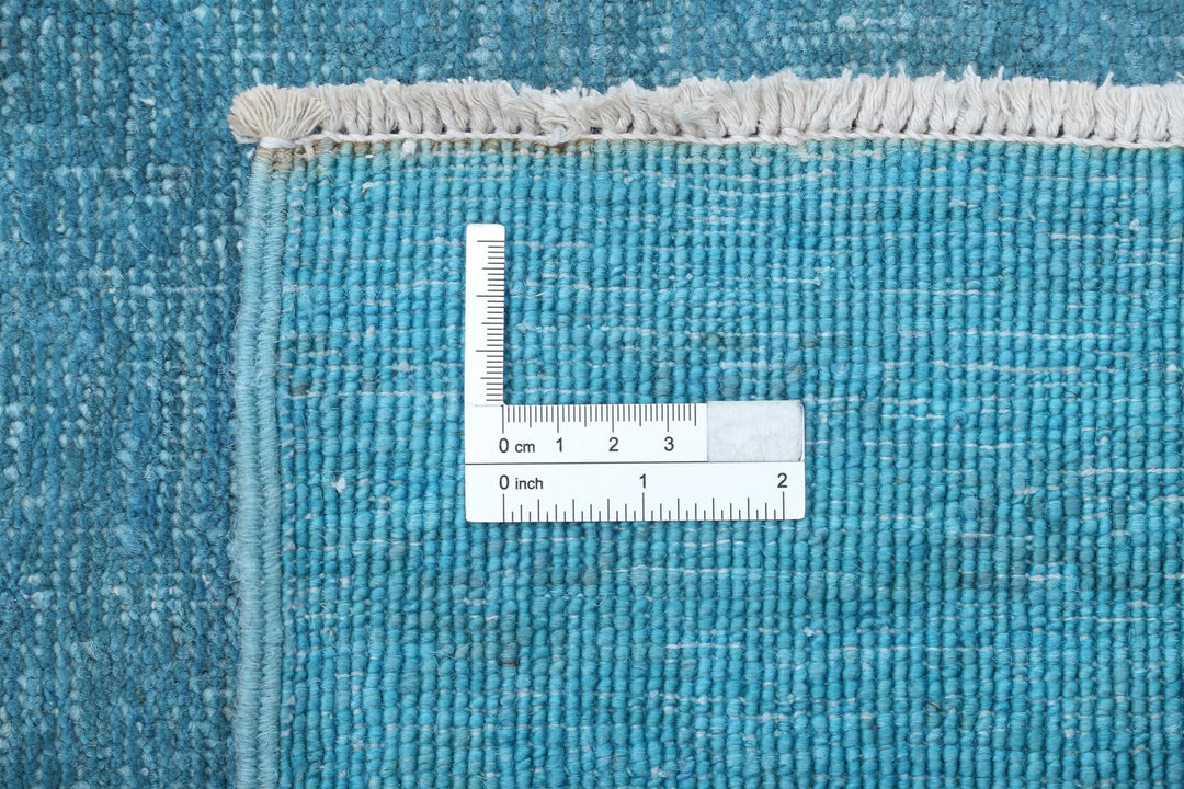 Teal Afghan Overdye Rug 8' 4" x 11' 9" Hand-Knotted | No. AT89818