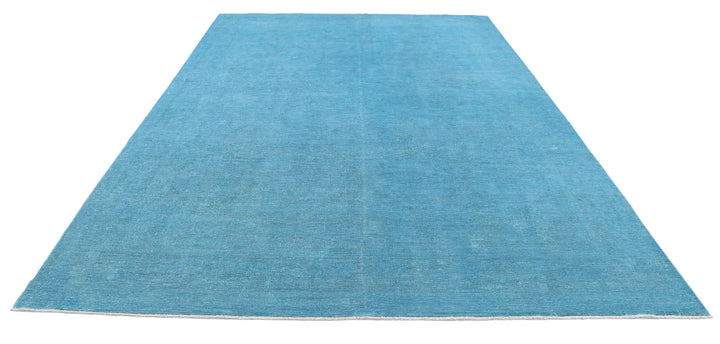 Teal Afghan Overdye Rug 8' 4" x 11' 9" Hand-Knotted | No. AT89818
