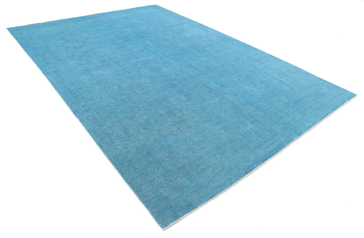 Teal Afghan Overdye Rug 8' 4" x 11' 9" Hand-Knotted | No. AT89818