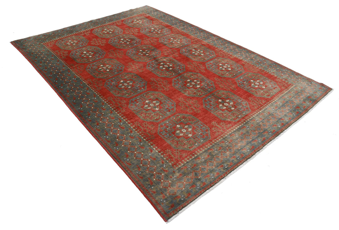 Afghan Revival Rug 6' 8" x 9' 4" Hand-Knotted | No. AT89835