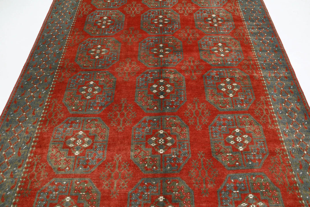 Afghan Revival Rug 6' 8" x 9' 4" Hand-Knotted | No. AT89835