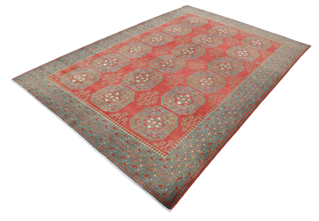 Afghan Revival Rug 6' 8" x 9' 4" Hand-Knotted | No. AT89835
