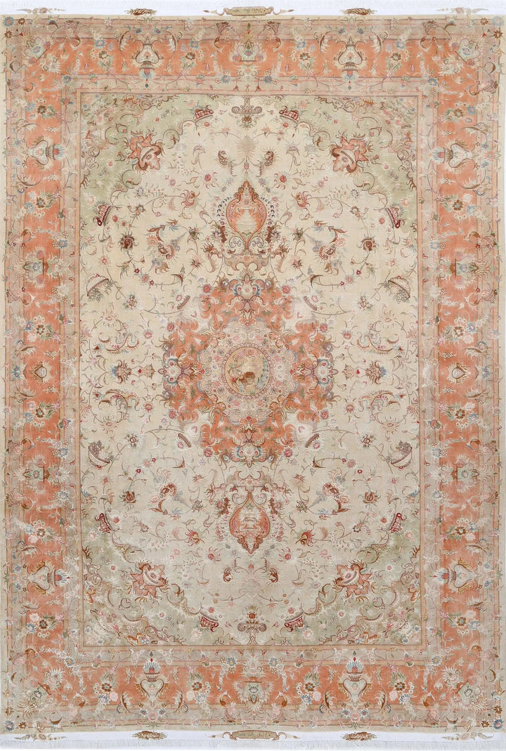 Persian Tabriz Fine Rug 8' 1" x 11' 8" Hand-Knotted | No. AT89927