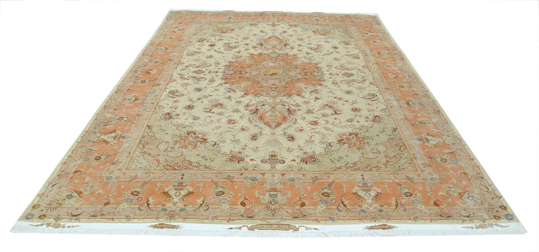 Persian Tabriz Fine Rug 8' 1" x 11' 8" Hand-Knotted | No. AT89927