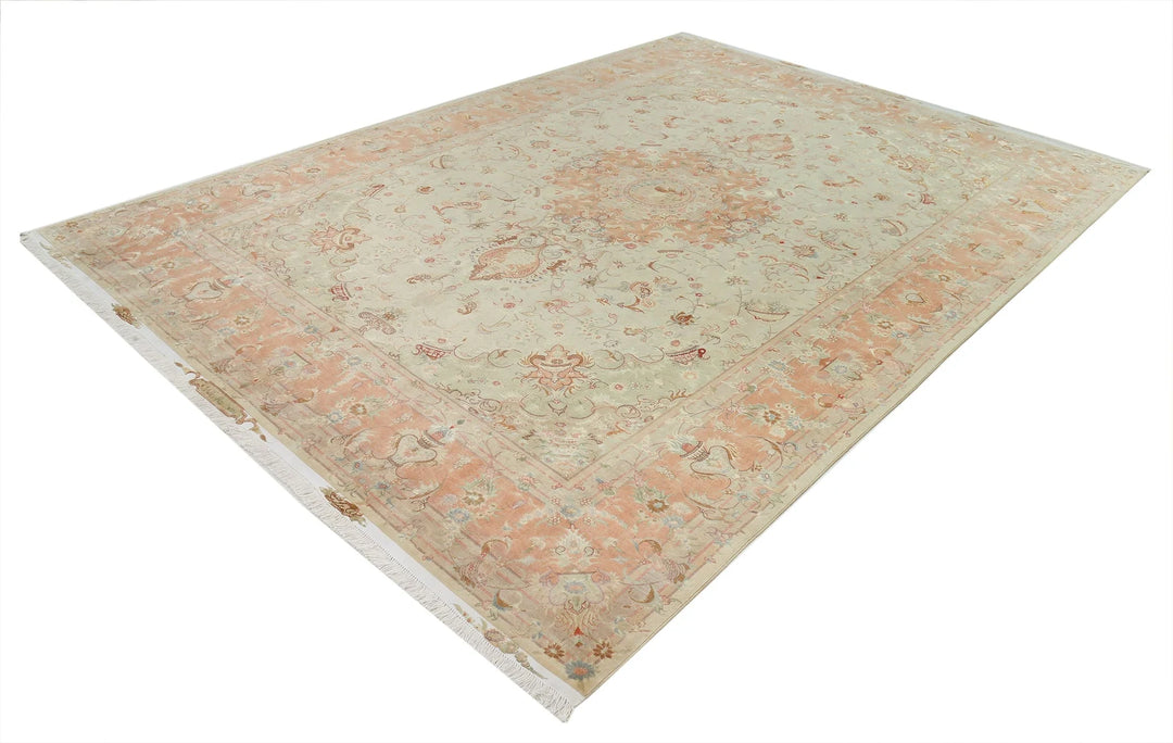 Persian Tabriz Fine Rug 8' 1" x 11' 8" Hand-Knotted | No. AT89927