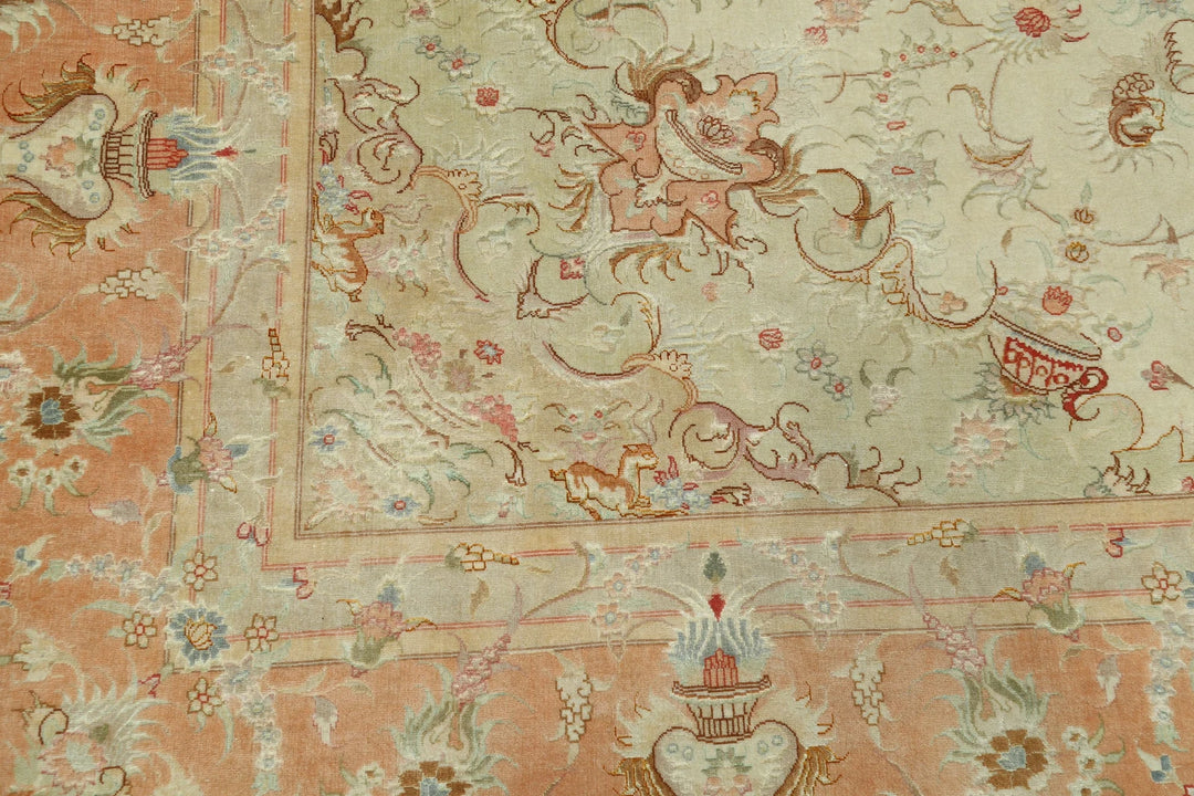 Persian Tabriz Fine Rug 8' 1" x 11' 8" Hand-Knotted | No. AT89927