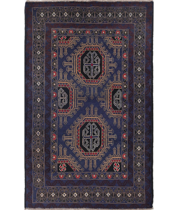 Red Afghan Tribal Rug 2' 11" x 4' 9" Hand-Knotted | No. AT89932