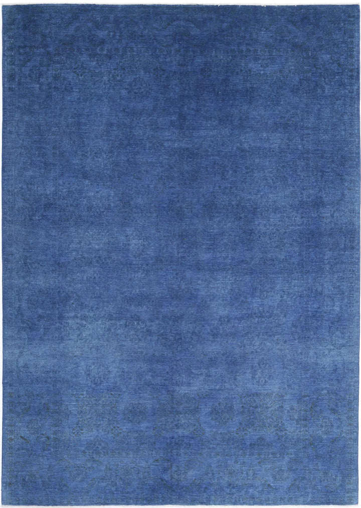 Blue Afghan Overdye Rug 6' 3" x 8' 8" Hand-Knotted | No. AT89951