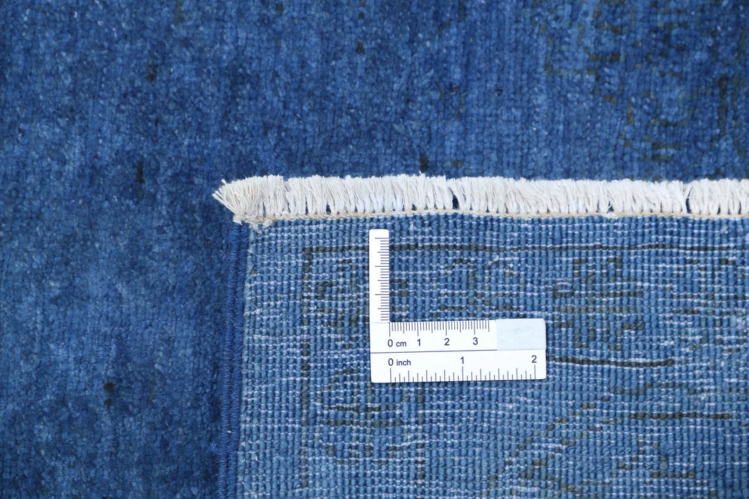 Blue Afghan Overdye Rug 6' 3" x 8' 8" Hand-Knotted | No. AT89951