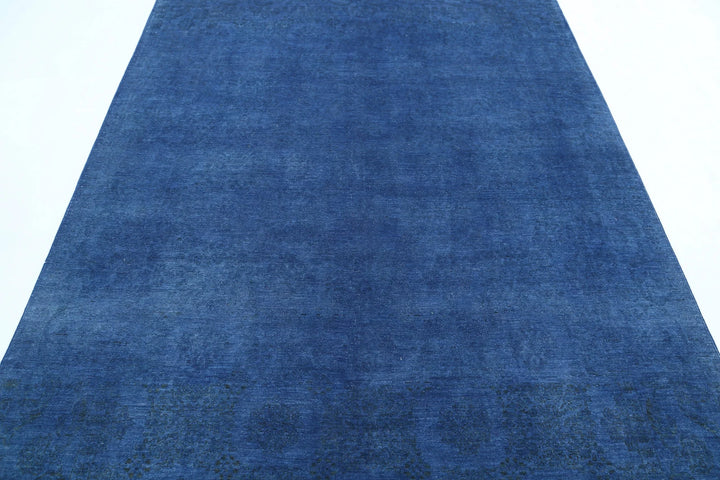 Blue Afghan Overdye Rug 6' 3" x 8' 8" Hand-Knotted | No. AT89951