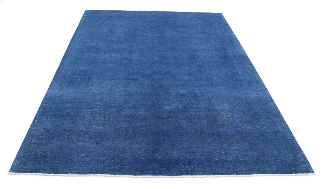 Blue Afghan Overdye Rug 6' 3" x 8' 8" Hand-Knotted | No. AT89951