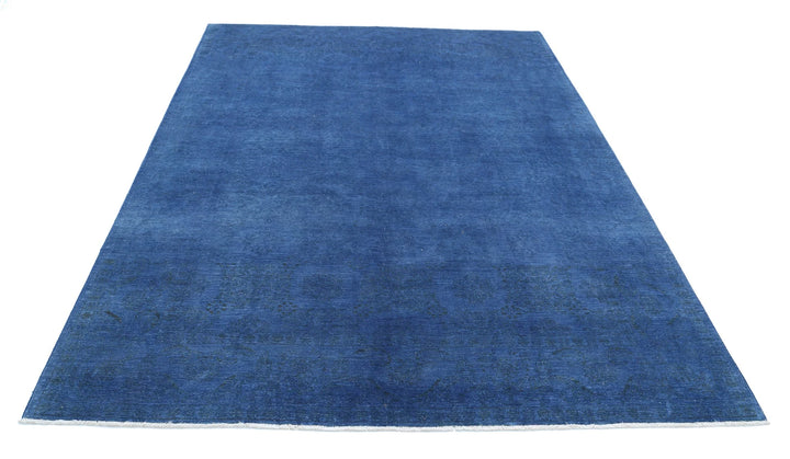 Blue Afghan Overdye Rug 6' 3" x 8' 8" Hand-Knotted | No. AT89951