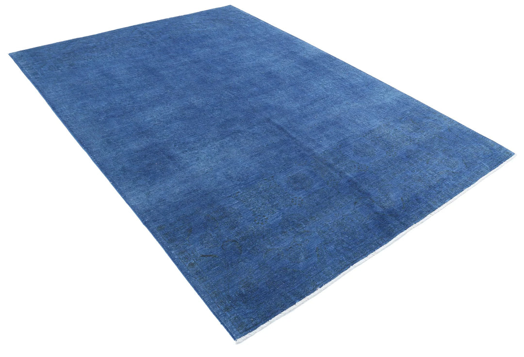Blue Afghan Overdye Rug 6' 3" x 8' 8" Hand-Knotted | No. AT89951