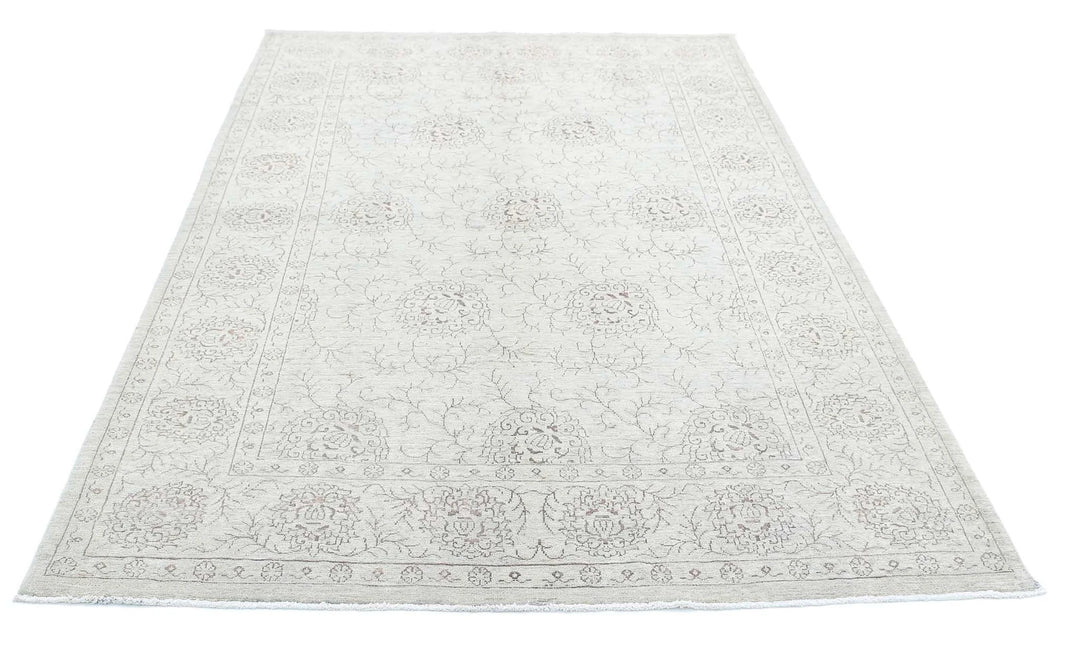Ivory Afghan Serenity Rug 5' 4" x 8' 2" Hand-Knotted | No. AT89952
