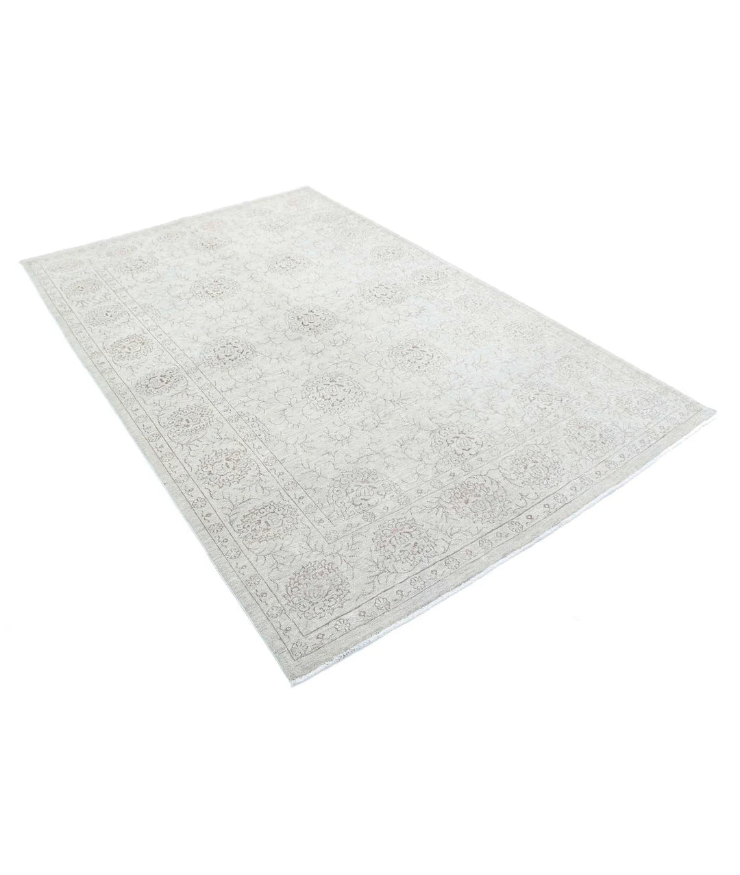 Ivory Afghan Serenity Rug 5' 4" x 8' 2" Hand-Knotted | No. AT89952