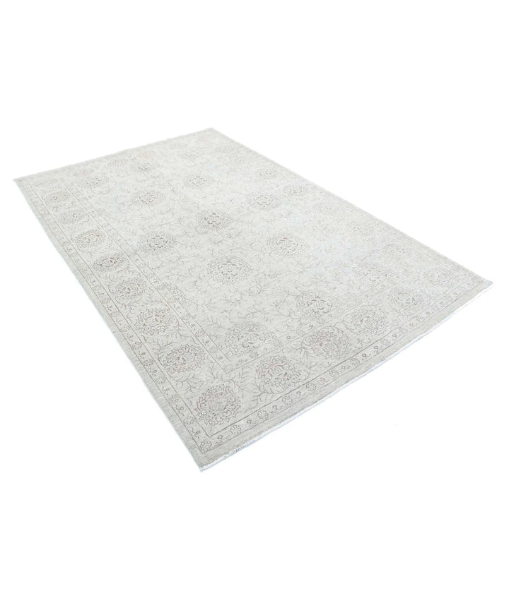 Ivory Afghan Serenity Rug 5' 4" x 8' 2" Hand-Knotted | No. AT89952