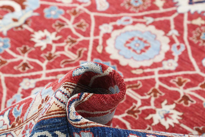 Red Afghan Ziegler Rug 8' 9" x 11' 5" Hand-Knotted | No. AT90039