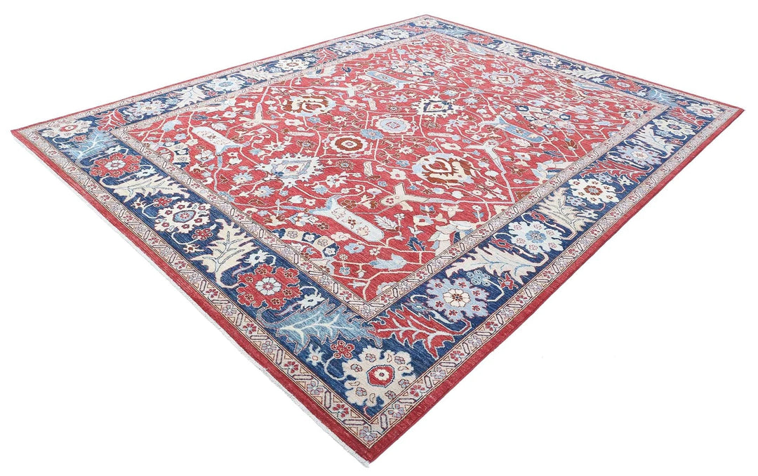 Red Afghan Ziegler Rug 8' 9" x 11' 5" Hand-Knotted | No. AT90039