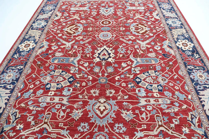 Red Afghan Ziegler Rug 8' 9" x 11' 5" Hand-Knotted | No. AT90039