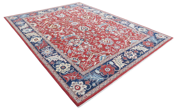 Red Afghan Ziegler Rug 8' 9" x 11' 5" Hand-Knotted | No. AT90039