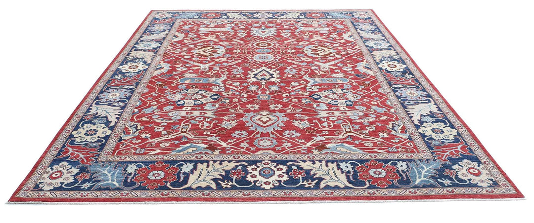 Red Afghan Ziegler Rug 8' 9" x 11' 5" Hand-Knotted | No. AT90039