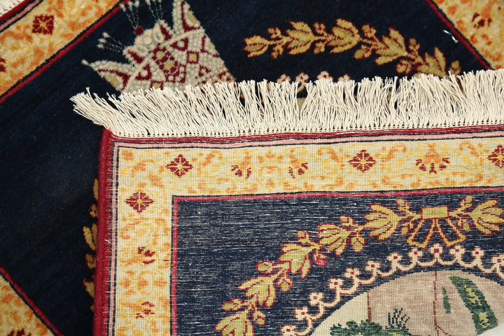 Persian Pictorial Rug 1' 6" x 1' 9" Hand-Knotted | No. AT90130