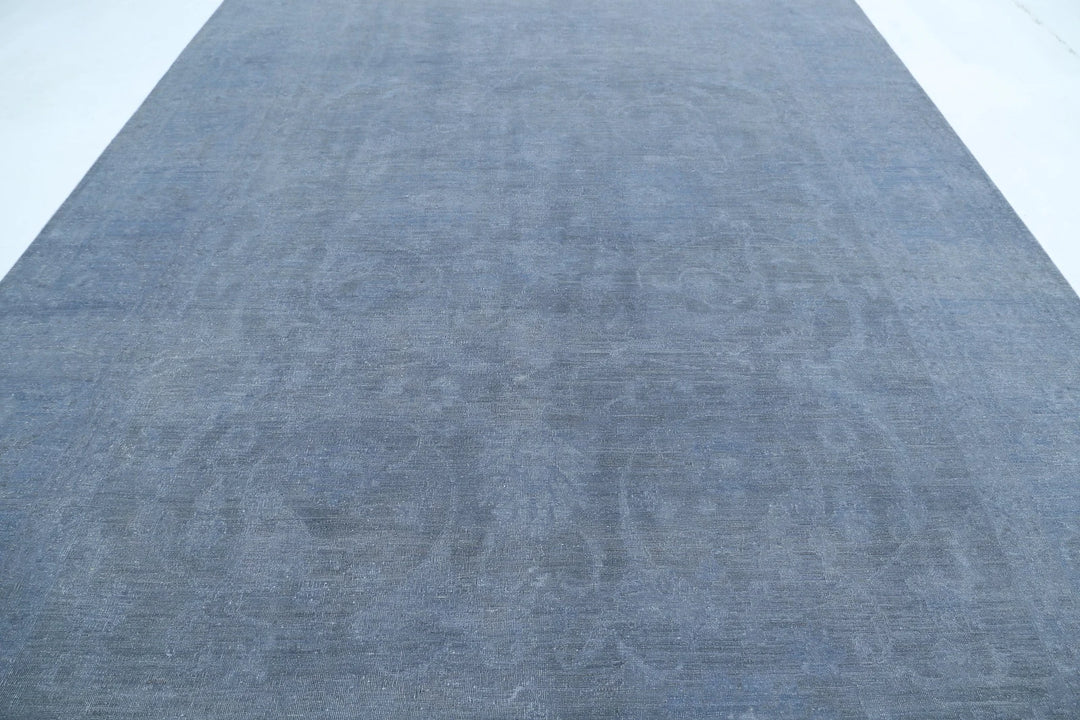 Grey Afghan Overdye Rug 9' 10" x 13' 8" Hand-Knotted | No. AT90173