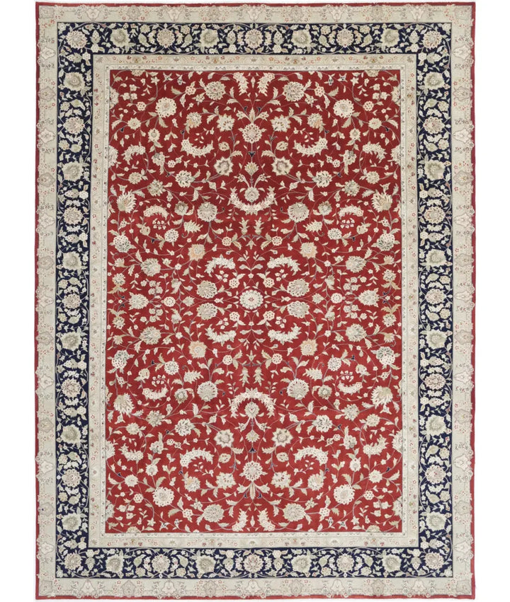 Red Blue Pakistani Kashan Rug 9' 9" x 13' 9" Hand-Knotted | No. AT90339
