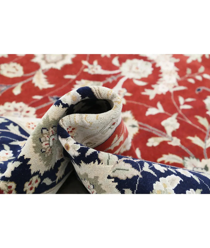 Red Blue Pakistani Kashan Rug 9' 9" x 13' 9" Hand-Knotted | No. AT90339