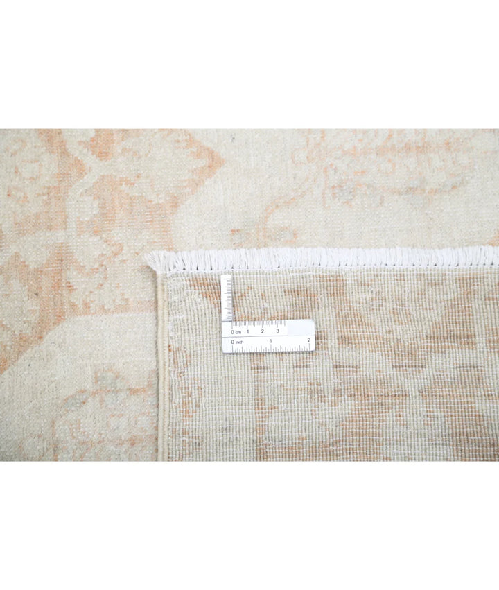 Ivory Afghan Tabriz Rug 8' 8" x 11' 3" Hand-Knotted | No. AT90365